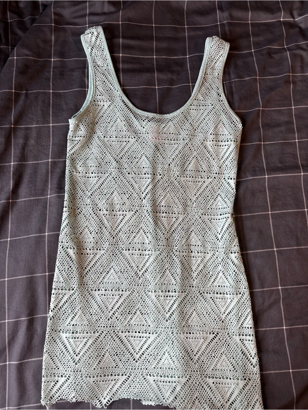 Sleeveless Crochet Tank Cover-Up Dress Teal